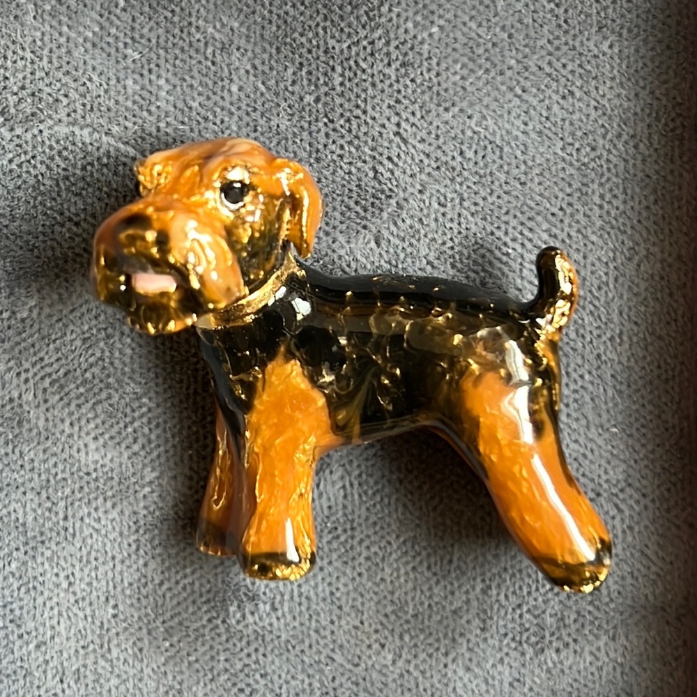 Erwin Pearl Enameled Terrier Brooch